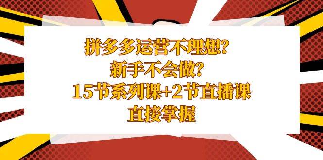 （8479期）拼多多运营不理想？新手不会做？15节系列课+2节直播课，直接掌握-哔搭谋事网-原创客谋事网