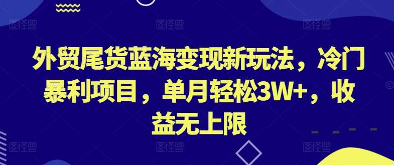 外贸尾货蓝海变现新玩法，冷门暴利项目，单月轻松3W+，收益无上限【揭秘】-哔搭谋事网-原创客谋事网