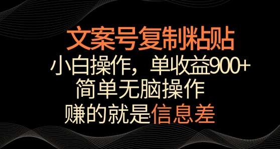 文案号掘金，简单复制粘贴，小白操作，单作品收益900+【揭秘】-哔搭谋事网-原创客谋事网