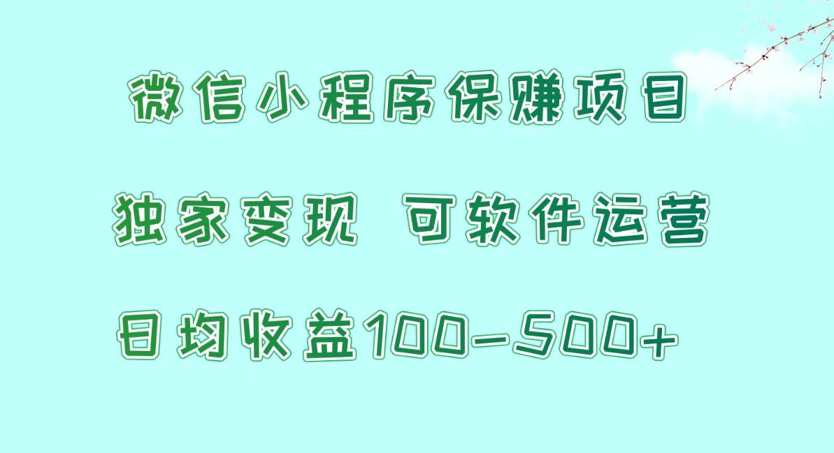 微信小程序保赚项目，日均收益100~500+，独家变现，可软件运营-哔搭谋事网-原创客谋事网