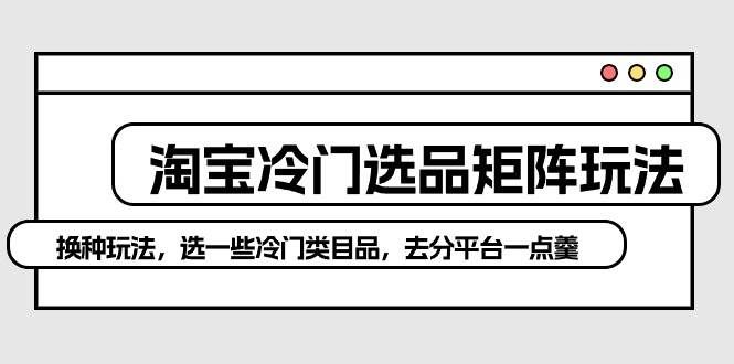 （10159期）淘宝冷门选品矩阵玩法：换种玩法，选一些冷门类目品，去分平台一点羹-哔搭谋事网-原创客谋事网