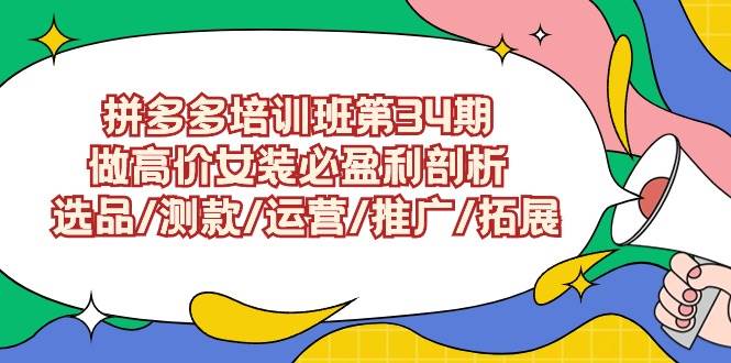 （9333期）拼多多培训班第34期：做高价女装必盈利剖析  选品/测款/运营/推广/拓展-哔搭谋事网-原创客谋事网