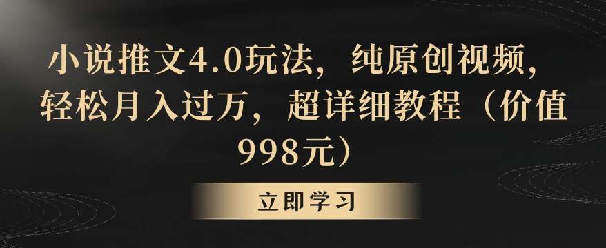 小说推文4.0玩法，纯原创视频，轻松月入过万，超详细教程（价值998元）【揭秘】-哔搭谋事网-原创客谋事网