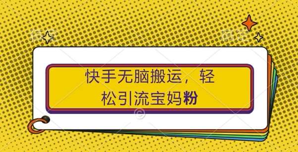 快手无脑搬运，轻松引流宝妈粉，纯小白轻松上手【揭秘】-哔搭谋事网-原创客谋事网