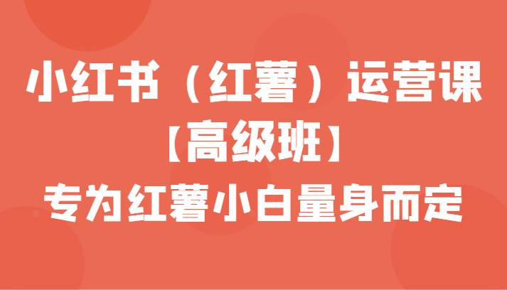 小红书（红薯）运营课【高级班】，专为红薯小白量身而定（42节课）-哔搭谋事网-原创客谋事网