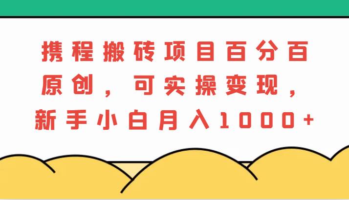 携程搬砖项目，百分百原创，可实操变现，新手小白月入1000+-哔搭谋事网-原创客谋事网