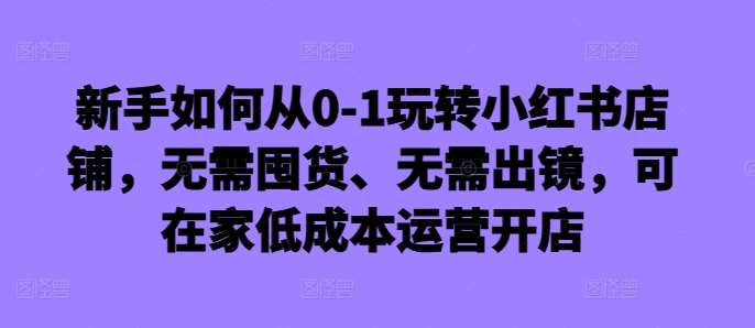 新手如何从0-1玩转小红书店铺，无需囤货、无需出镜，可在家低成本运营开店-哔搭谋事网-原创客谋事网