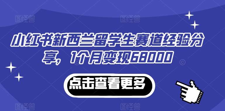 小红书新西兰留学生赛道经验分享，1个月变现68000【揭秘】-哔搭谋事网-原创客谋事网