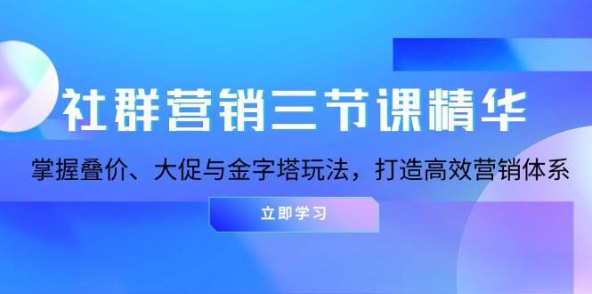 社群营销三节课精华：掌握叠价、大促与金字塔玩法，打造高效营销体系-哔搭谋事网-原创客谋事网