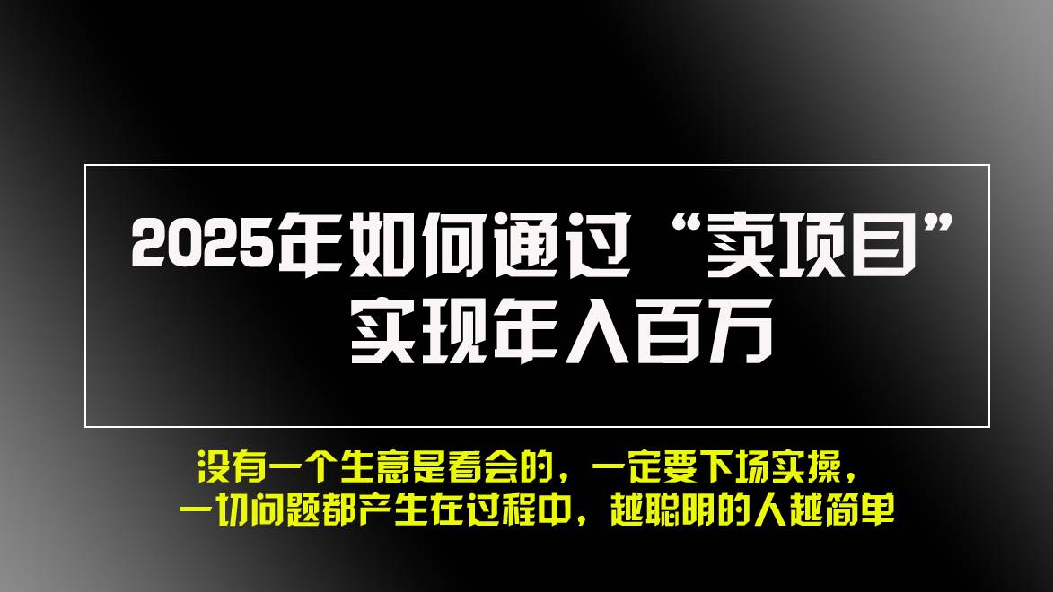 （13468期）2025年如何通过“卖项目”实现年入百万，做网赚必看！！-哔搭谋事网-原创客谋事网