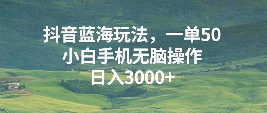 （13353期）抖音蓝海玩法，一单50，小白手机无脑操作，日入3000+-哔搭谋事网-原创客谋事网