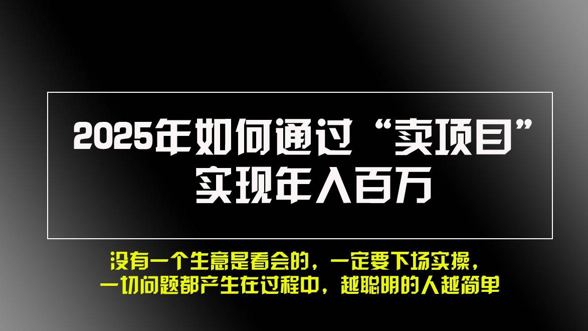 2025年如何通过“卖项目”实现年入百万-哔搭谋事网-原创客谋事网