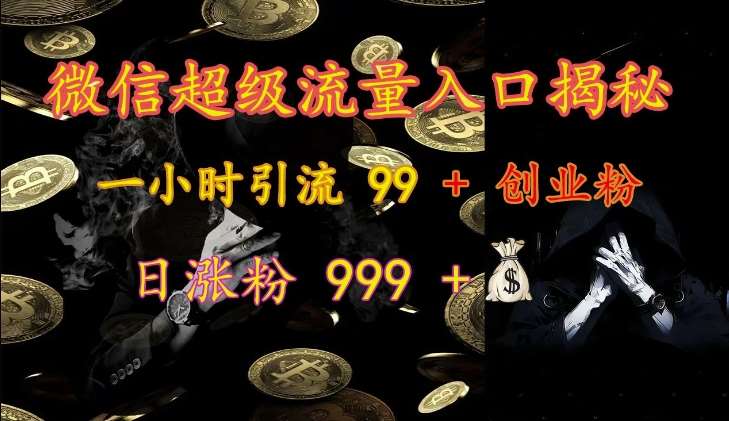 微信超级流量入口揭秘：一小时引流 99 + 创业粉，日涨粉 999 +-哔搭谋事网-原创客谋事网