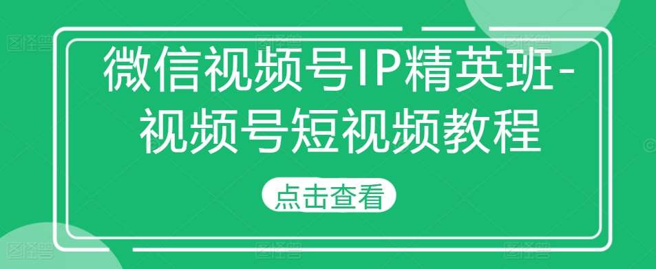 微信视频号IP精英班-视频号短视频教程-哔搭谋事网-原创客谋事网