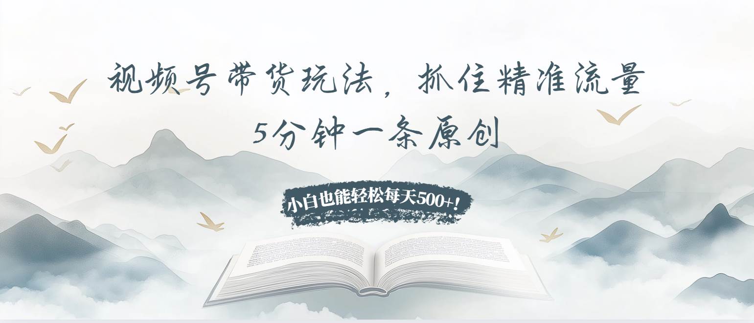 （13492期）视频号带货玩法，抓住精准流量，5分钟一条原创，小白也能轻松每天500+！-哔搭谋事网-原创客谋事网