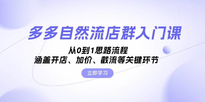 （13279期）多多自然流店群入门课，从0到1思路流程，涵盖开店、加价、截流等关键环节-哔搭谋事网-原创客谋事网