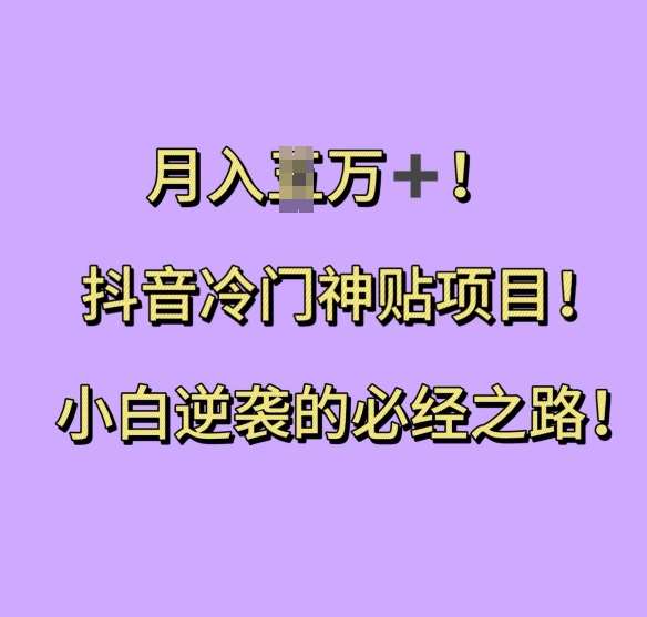 抖音冷门神贴项目，小白逆袭的必经之路，月入过W【揭秘】-哔搭谋事网-原创客谋事网