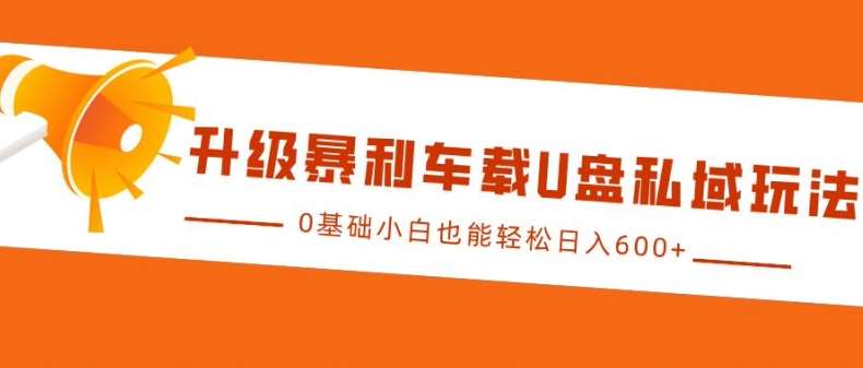 升级暴利车载U盘私域玩法，0基础小白也能轻松日入多张【揭秘】-哔搭谋事网-原创客谋事网