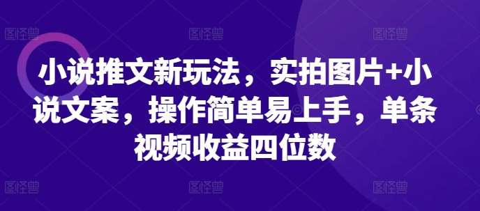 小说推文新玩法，实拍图片+小说文案，操作简单易上手，单条视频收益四位数-哔搭谋事网-原创客谋事网