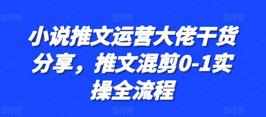 小说推文运营大佬干货分享，推文混剪0-1实操全流程-哔搭谋事网-原创客谋事网