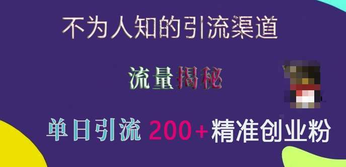 不为人知的引流渠道，流量揭秘，实测单日引流200+精准创业粉【揭秘】-哔搭谋事网-原创客谋事网