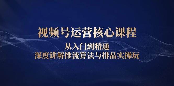 视频号运营核心课程，从入门到精通，深度讲解推流算法与排品实操玩-哔搭谋事网-原创客谋事网