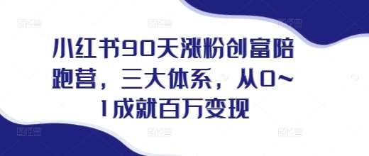 小红书90天涨粉创富陪跑营，​三大体系，从0~1成就百万变现，做小红书的最后一站-哔搭谋事网-原创客谋事网