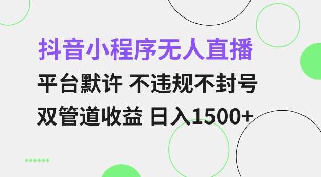 抖音小程序无人直播 平台默许 不违规不封号 双管道收益 日入多张 小白也能轻松操作【仅揭秘】-哔搭谋事网-原创客谋事网