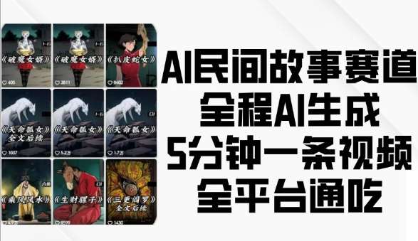 AI民间故事赛道，全程AI生成5分钟一条视频，全平台通吃-哔搭谋事网-原创客谋事网