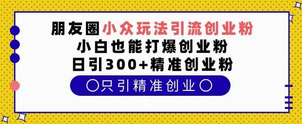 朋友圈小众玩法引流创业粉，小白也能打爆创业粉，日引300+精准创业粉【揭秘】-哔搭谋事网-原创客谋事网