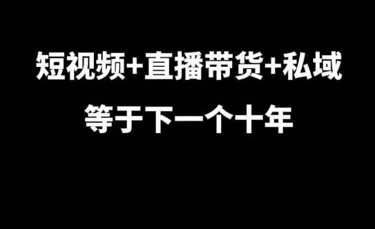 短视频+直播带货+私域等于下一个十年，大佬7年实战经验总结-哔搭谋事网-原创客谋事网