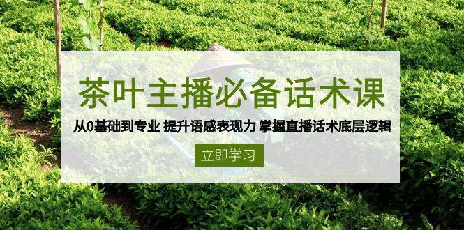 茶叶主播必备话术课 从0基础到专业 提升语感表现力 掌握直播话术底层逻辑-哔搭谋事网-原创客谋事网