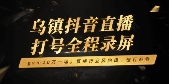 （14014期）乌镇抖音直播打号全程录屏，gvm20万一场，直播行业风向标，懂行必看-哔搭谋事网-原创客谋事网