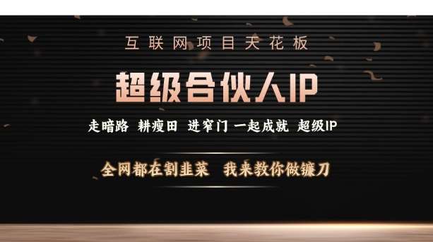 互联网项目天花板，超级合伙人IP，全网都在割韭菜，我来教你做镰刀【仅揭秘】-哔搭谋事网-原创客谋事网