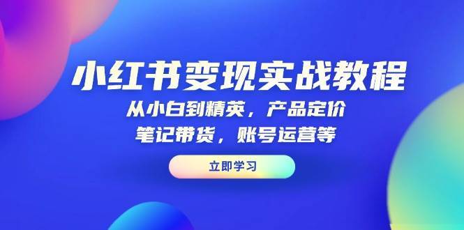 小红书变现实战教程：从小白到精英，产品定价，笔记带货，账号运营等-哔搭谋事网-原创客谋事网