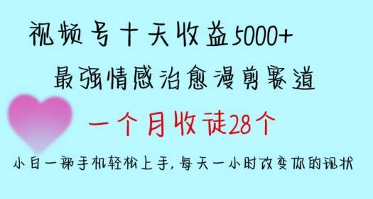 十天收益5000+，多平台捞金，视频号情感治愈漫剪，一个月收徒28个，小白一部手机轻松上手-哔搭谋事网-原创客谋事网