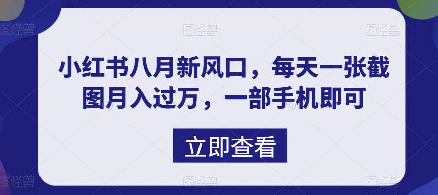 八月新风口，小红书虚拟项目一天收入1000+，实战揭秘-哔搭谋事网-原创客谋事网