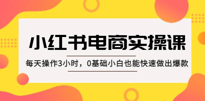 小红书·电商实操课：每天操作3小时，0基础小白也能快速做出爆款-哔搭谋事网-原创客谋事网