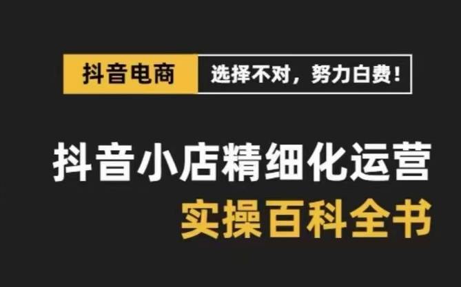 抖音小店精细化运营百科全书，保姆级运营实战讲解（28节课）-哔搭谋事网-原创客谋事网