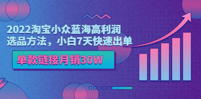 2022淘宝小众蓝海高利润选品方法，小白7天快速出单，单款链接月销30W-哔搭谋事网-原创客谋事网