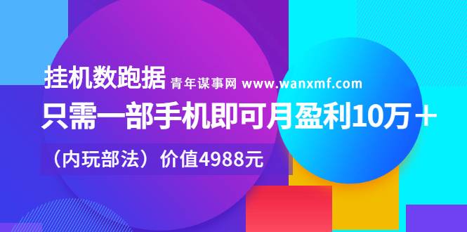 挂机数跑据，只需一部手机即可月盈利10万＋（内部玩法）价值4988元-哔搭谋事网-原创客谋事网