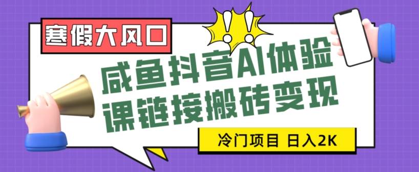 寒假大风口咸鱼抖音AI体验课链接搬砖变现，全网首发冷门项目，小白可日入2K+【揭秘】-哔搭谋事网-原创客谋事网