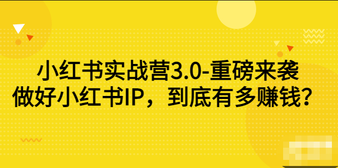 小红书实战营3.0-重磅来袭：做好小红书IP，到底有多赚钱？（价值7999元）-哔搭谋事网-原创客谋事网