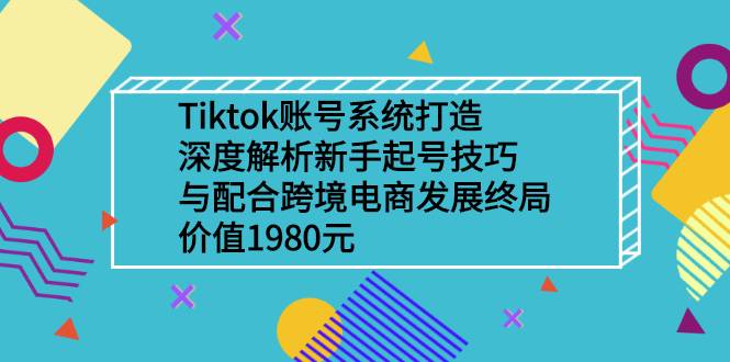 [跨境电商] Tiktok账号系统打造，深度解析新手起号技巧与跨境电商发展终局价值1980元-哔搭谋事网-原创客谋事网