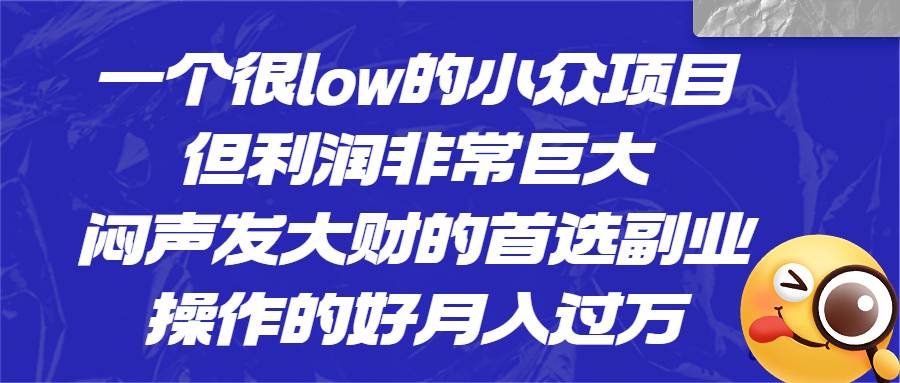 一个很low的小众项目，但利润非常巨大，闷声发大财的首选副业，月入过万-哔搭谋事网-原创客谋事网