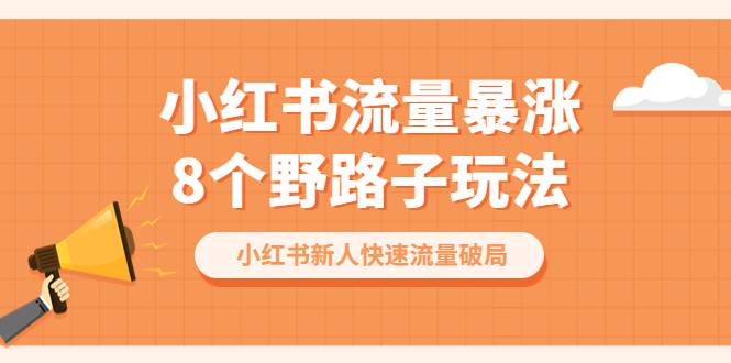 小红书流量-暴涨8个野路子玩法：小红书新人快速流量破局（8节课）-哔搭谋事网-原创客谋事网