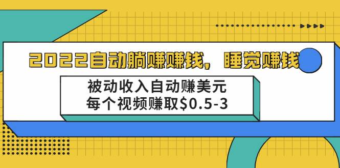 2021自动躺赚赚钱，睡觉赚钱，被动收入自动赚美元，每个视频赚取$0.5-3-哔搭谋事网-原创客谋事网