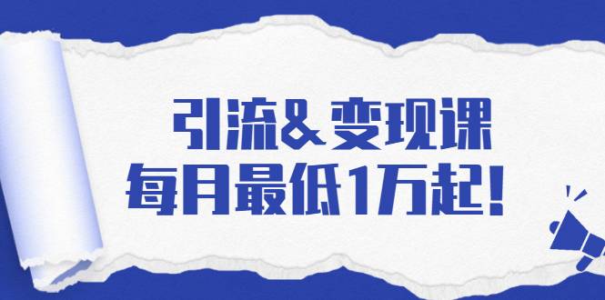 引流&变现课：分享一整套流量方法以及各个渠道收入，每月最低1万起！-哔搭谋事网-原创客谋事网