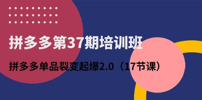 拼多多第37期培训班：拼多多单品裂变起爆2.0（17节课）-哔搭谋事网-原创客谋事网