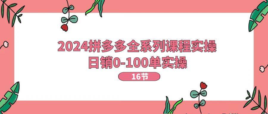 2024拼多多全系列课程实操，日销0-100单实操【16节课】-哔搭谋事网-原创客谋事网